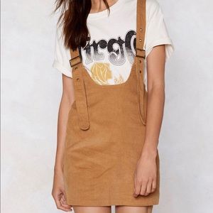 Nasty Gal Pin Me Down Pinafore Cord dress 8 NWT